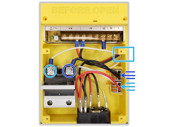 Connect the yellow GND cable coming from Power Socket to the Ground port on the PSU.
