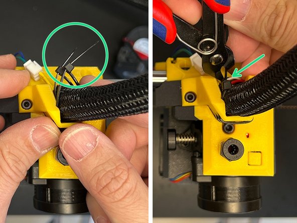 Zip the ties and cut the excessive parts.