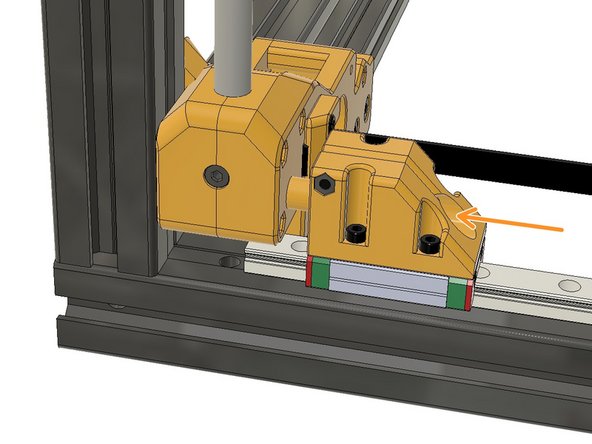 Turn the frame back side down. And use an M5 Hex Key to tighten the Z Carriage screws.