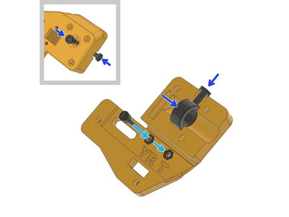 Insert five M3 Hex Nuts on the backside of the YR B part by using the M3 x 30mm screw.