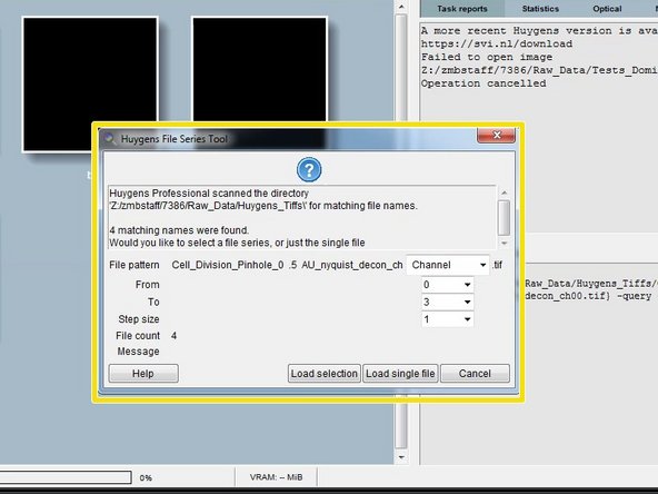 If you open a Leica .lif which can contain multiple datasets, Huygens asks you to make a selection.