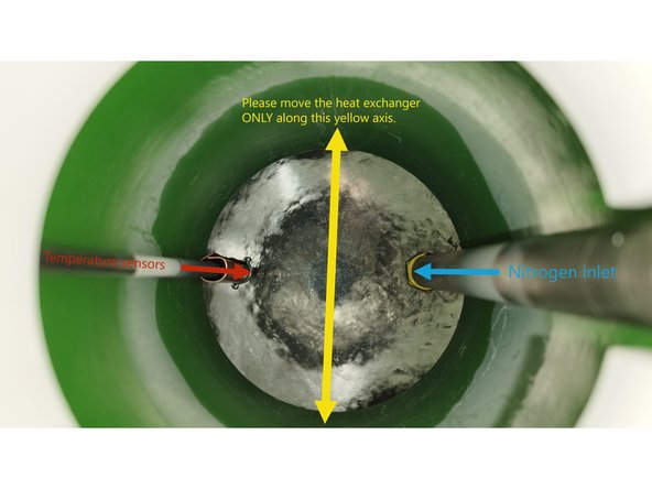 Try not to touch the temperature sensors on the rod or the nitrogen inlet.