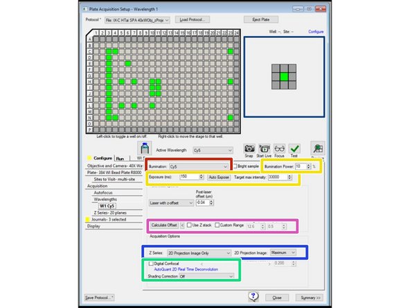 Use the W# tabs below the Wavelength tab to configure acquisition wavelengths.