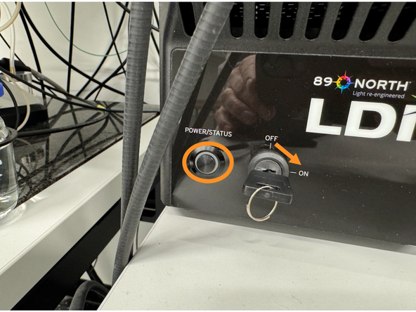 Switch on the front power strip.