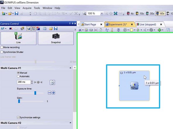Draw a rectangle around your &quot;Image Acquisition&quot; object (e.g. 405/561).