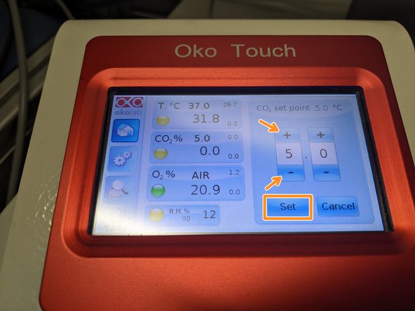 If no CO2 is required enter &quot;0&quot; as set point. The CO2 gas bottle does not need to be opened.