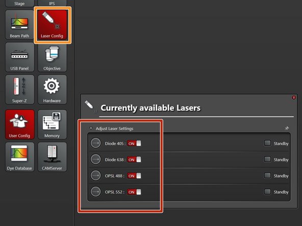 Select &quot;Laser Config&quot;.