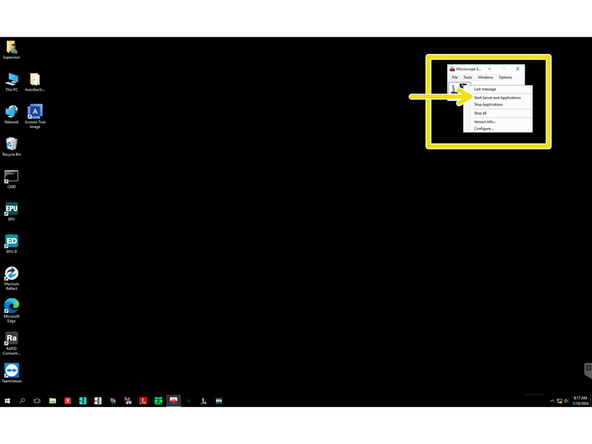 Once the Software Launcher has started: right click on the green 'Play' button and select 'Start Server and Applications'.