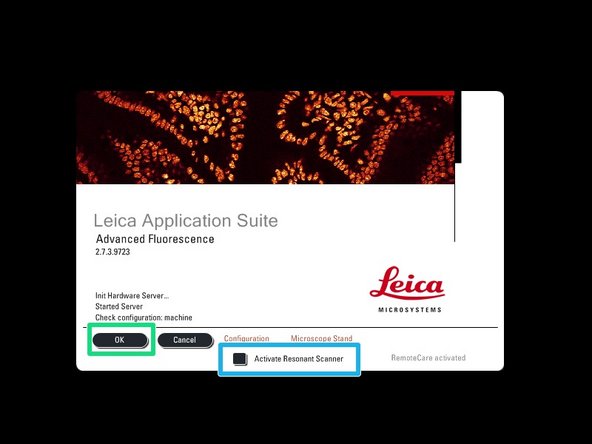 If the &quot;Resonant Scanner&quot; is needed check &quot;Activate Resonant Scanner&quot;.