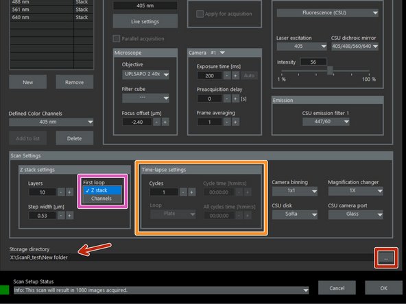 If a z-stack is defined, this will be displayed in the &quot;selected color channel&quot; list.