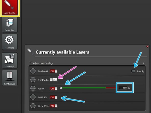 Go to the "Configuration" tab and choose "Laser Config".