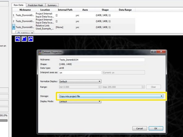 To avoid path problems and to increase the performance, double click on each selected training image and select &quot;Copy into project file&quot;.