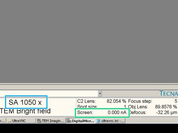Check the centering of the beam up to 16500x