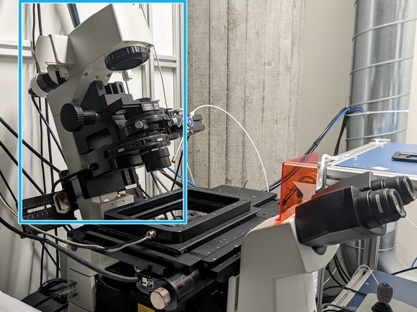 Push the condensor arm of the microscope to the back.