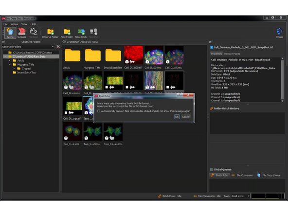 Double click on a thumbnail for importing it into the .ims file format.