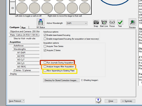 Journals: macro based complex tasks that should be run while acquiring (normally not selected).