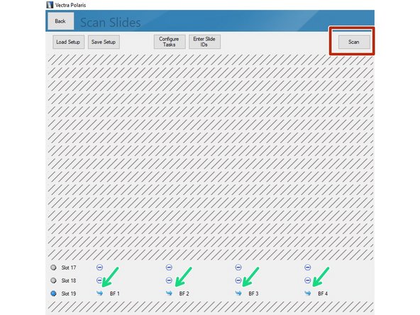 All slides included in the imaging session are indicated by a blue symbol.