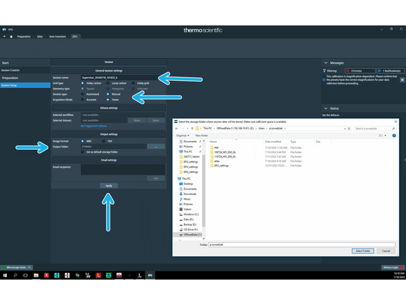In 'EPU' tab click 'Session creation' and 'New session'.