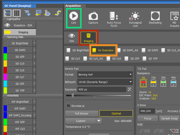 Press &quot;Imaging&quot;.