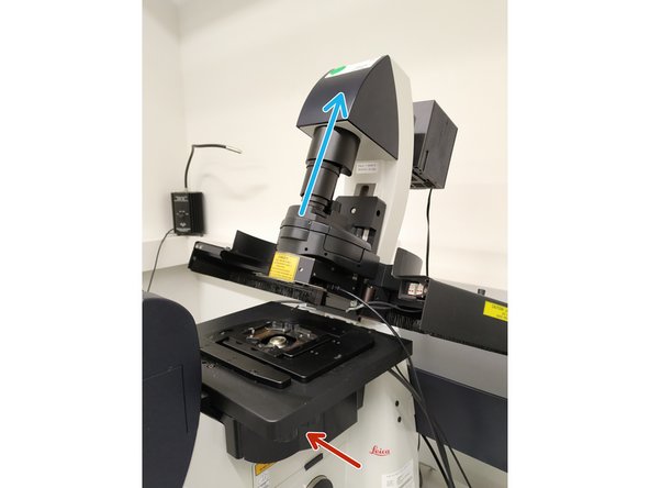 Push the condenser arm to the back.