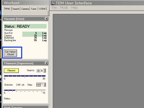 Close the column valves.