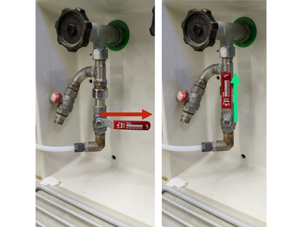 Before using the machine, open the tap and allow water flow.