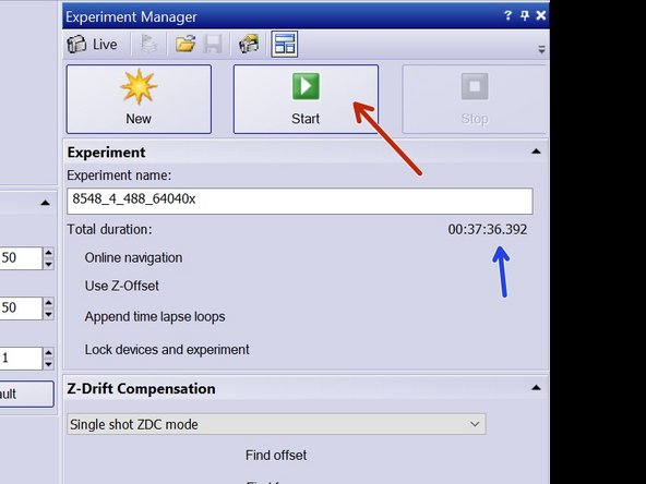 Here you can check what is the predicted total duration of your experiment.