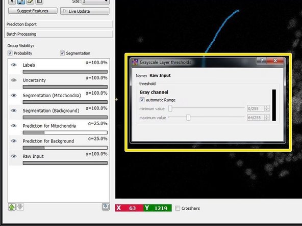 By clicking on the eyes in the lower left pane you can turn off and on the layers for labels, predictions etc.