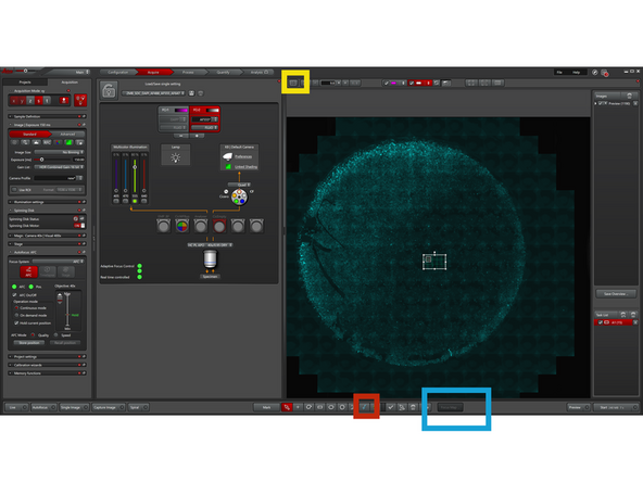 Software Focus: Image-based autofocus using a contrast/sharpness metric. Runs a short Z-search and selects best focus. Flexible but slower; good for occasional refocus when no reliable reflective plane exists.
