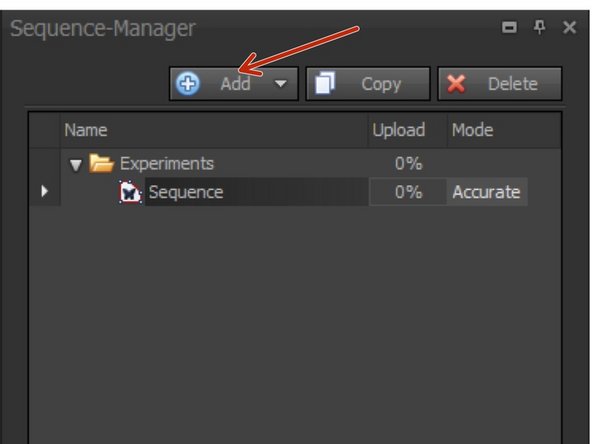 To create a new sequence choose &quot;Add&quot;.