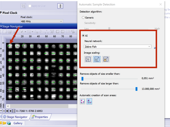 Detect the whole fish - Choose the model &quot;zebrafish&quot;.
