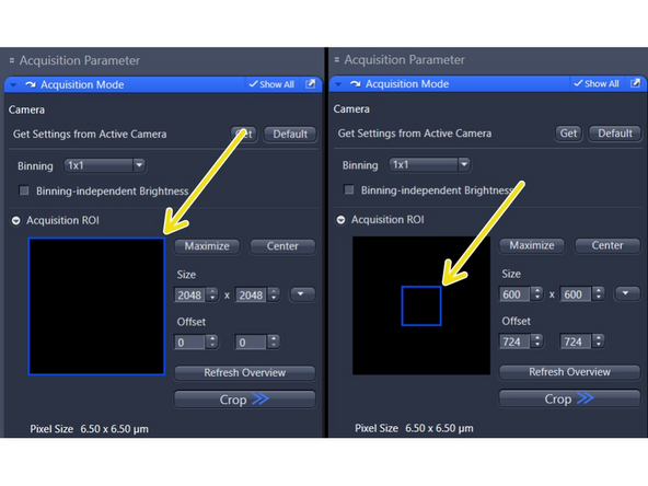 Option 1: Change the Binning settings under &quot;Acquisition Mode&quot;.