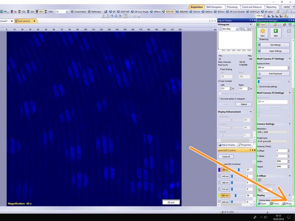 To avoid image artifacts from the spinning disc you need to synchronize the disk with the camera.