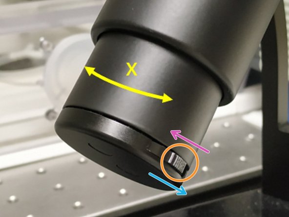 Move your sample over the objective with the help of the Joystick.