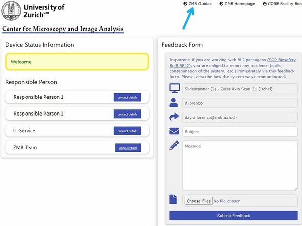 Open the ZMB guides from the feedback form, from our website, or on this link: https://zmb.dozuki.com/