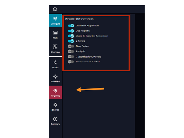 Select Overview Acquisition, Use Regions, Quick ID Targeted Acquisition, and Z-Series.