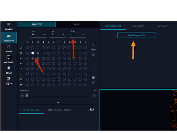 Select the position and field of view (FOV) for target selection.