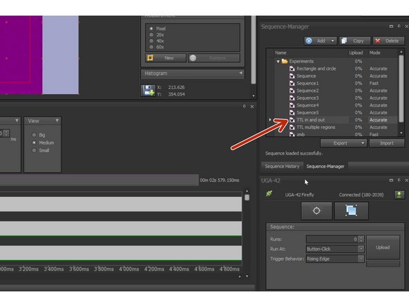 Define your sequence in CellSense including a TTL pulse .