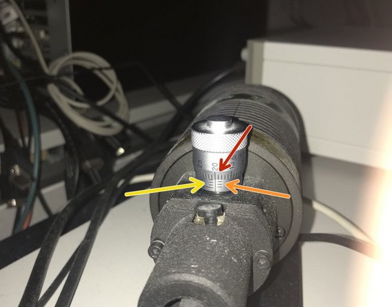 For a reproducible output power in between imaging sessions, please turn the dial always to the same position (scaling is in arbitrary units).