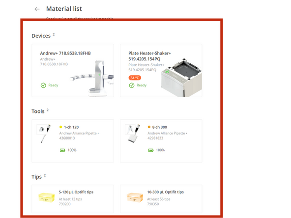 Select the Andrew+ after estimated duration time is displayed