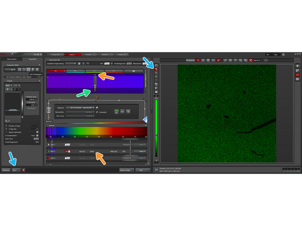 You will measure the maximum light reflected from the slide onto the microscopes detectors at each corner of the slide and try to adjust the height of the sample holder so that the max light reflection is detected on the same z-plane.