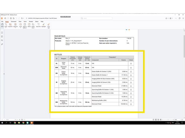 Clicking Preparation PDF before saving lets you download the full reagent prep list.