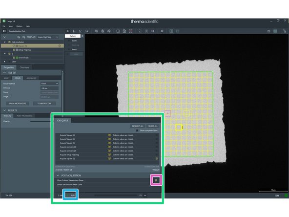 Check the job list and select only the tile sets you want to be acquired.