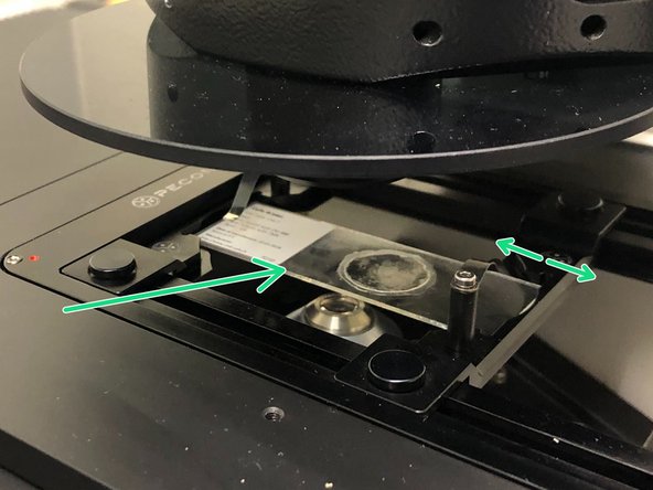 Insert your sample with the coverslip facing down.