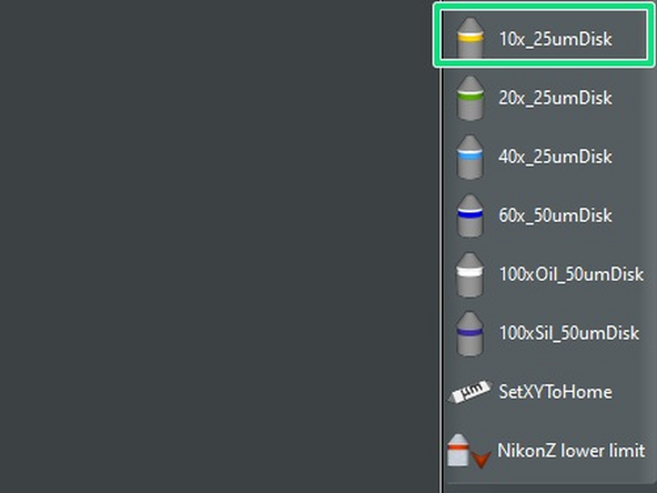 You can now toggle between objectives within the software (right hand side menu).