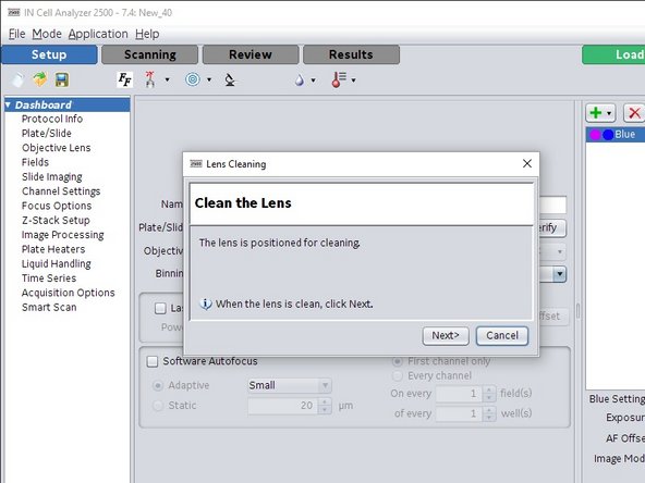 Click &quot;Next&quot; when the sample is removed.