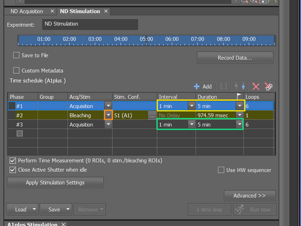 The acquisition consist of three phases: Pre-bleaching, Bleaching, Post-Bleaching (Recovery)