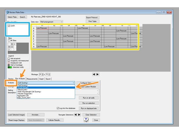 In this example, a previous analysis has been performed on the plate.