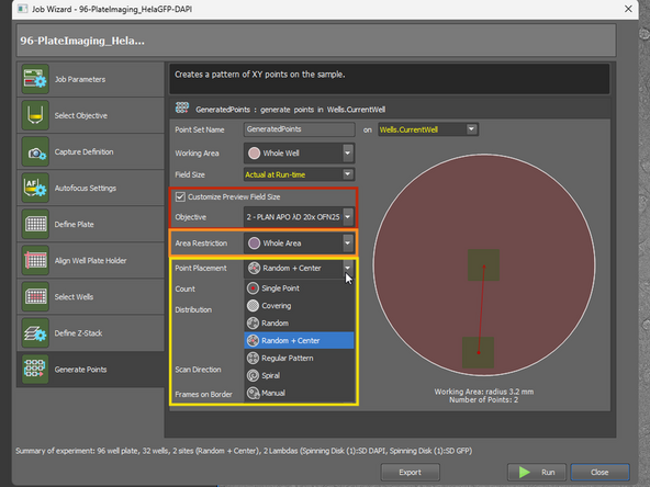 Preview, with selected objective