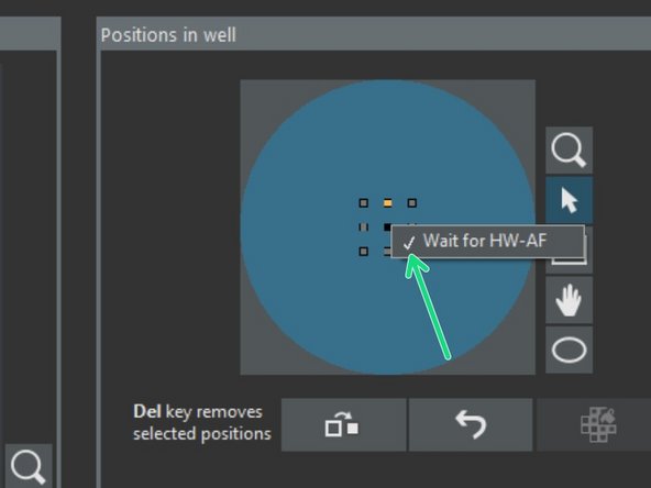 The continuous hardware autofocus is meant to keep the sample automatically in focus while moving from position to position. 